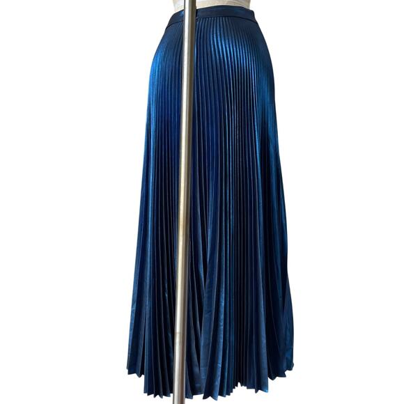 A.L.C. Bobby Blue Metallic Pleated Midi Skirt size 2 With Slit - Picture 6 of 7